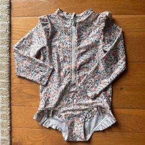 H&M Peach and Gray Floral Swimsuit